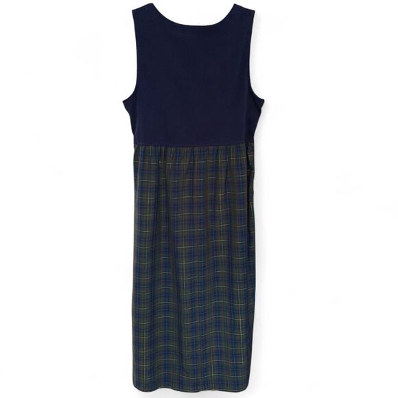 Bobbie Brooks Navy blue and green plaid maxi dress size L - Picture 2 of 7